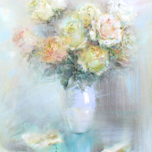 After the Rain. White roses